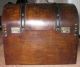 Vintage Handmade Curved Top Wooden Box,  Brass Nail Head Trim/clasp/hinges Boxes photo 1