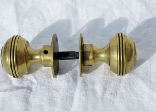 Vintage Pair Reclaimed Heavy Solid Bronze Or Brass Door Pull Lever Handle Knob photo