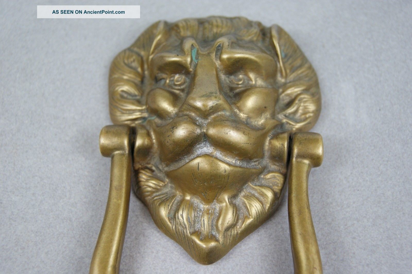Fantastic Door Knocker Lion Face Gargoyle Head Ring Solid Heavy Cast Brass Door Bells & Knockers photo