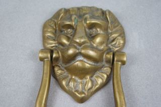 Fantastic Door Knocker Lion Face Gargoyle Head Ring Solid Heavy Cast Brass photo