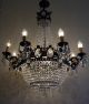 Extra Large Antique French Basket Style Brass & Crystals Chandelier Vintage Chandeliers, Fixtures, Sconces photo 7