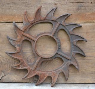 Rotary Metal Spike Cultivator Hoe Wheel Sunflower Vintage Antique Industrial photo
