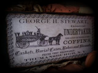 Primitive Antique Vintage Style Wood Sign - Halloween Steam Punk Undertaker Coffin photo