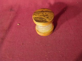Scarce Antique Mauchline Ware Nantasket Beach Mass.  Sewing Bees Wax Holder photo