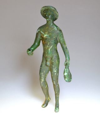 Roman Bronze Statue Of God Hermes photo