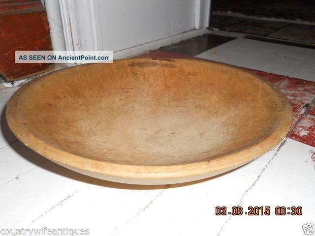 Early 19th Century American Birdseye Maple Wooden Bowl Thick Out Of Round Shape Primitives photo
