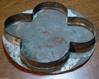 Primitive Tin Cookie Cutter Flower Clover Antique Soldered Old Kitchen Tool photo
