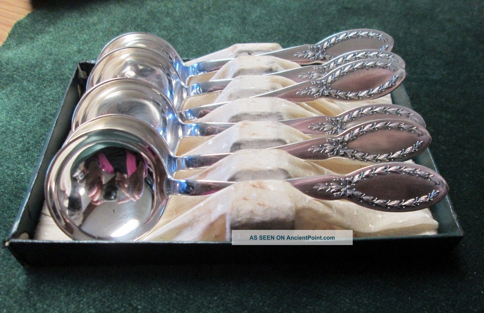 Antique 6 Bouillon Spoons Diana 1910 Laurel Wreath Silverplate Flatware & Silverware photo