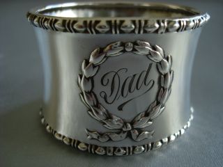 Gorham Sterling Silver Napkin Ring ' Dad ' Monogram photo