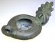Roman Bronze Oil Lamp Leaf Shaped Handle Roman photo 5