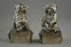 China Collectible Decorate Handwork Old Miao Silver Carving Kylin Pair Statue Seals photo 1