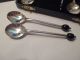 Bd 6 Yeoman Silver Plate Sorbet Espresso Coffee Spoons Onyx Ball Tipped In Case Flatware & Silverware photo 1