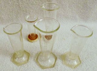 Antique Vintage Apothecary Glass,  Beakers,  Graduated Cylinders K Kimax photo
