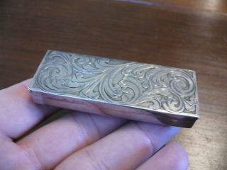Best Vintage Hand - Engraved Sterling Silver Box,  26.  7 Grams photo