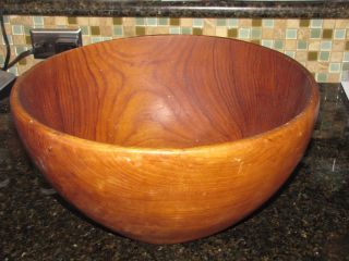 Antique Vintage Large Wooden Dough Bowl Primitive Hand Carved 14.  5 