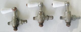 Vintage Stove Parts 3 Gas On & Off Stove Handles Porcelain Enamel Nickel Brass photo