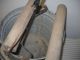 Vintage Antique Galvanized Metal Mop Bucket Pail Wood Wringer Ringer Foot Pedal Primitives photo 1