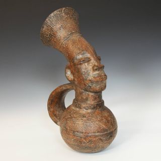 Vintage Figurative Terra Cotta Wine Vessel Mangbetu Congo Central Africa photo