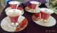 4 Vtg Porcelain Demitasse Gold Cups Saucers Footed Cream Burgundy Cups & Saucers photo 5