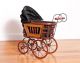Vintage Baby Doll Stroller Carriage Made Of Wood,  Metal & Old Canvas,  Antique Baby Carriages & Buggies photo 1