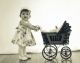 Vintage Baby Doll Stroller Carriage Made Of Wood,  Metal & Old Canvas,  Antique Baby Carriages & Buggies photo 2