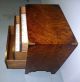 Vtg Mid Century Modern Campaign Style Burl Wood Nightstand Side End Table Post-1950 photo 5