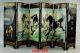 Rare Collectibles Old Decorated Hand Lacquer Painting 8 Horse Run Noble Screen Plates photo 3