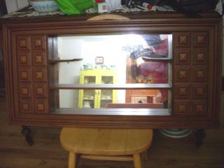 Mid Century Modern Turner Shadow Box Mirror With Shelves. photo