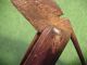 Old Antique Hand Forged Folding Knife With Awl Blade On Back Carved Wood Handle Primitives photo 2