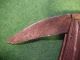 Old Antique Hand Forged Folding Knife With Awl Blade On Back Carved Wood Handle Primitives photo 3