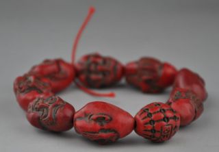 Ancient China Red Coral The Eight Immortals Exquisite Bracelet photo