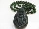 Hand - Carved Natural Green Hetian Jade Pendant W Guan Gong Head Other Antique Chinese Statues photo 1
