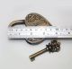 Vintage Carved Love Heart Forever Padlock With Two Skeleton Key Solid Brass Lock Locks & Keys photo 6