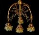 Fabulous 1910s Art Nouveau Bronze Brass Chandelier Petal Shades Ranking Acanthus Chandeliers, Fixtures, Sconces photo 2