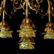 Fabulous 1910s Art Nouveau Bronze Brass Chandelier Petal Shades Ranking Acanthus Chandeliers, Fixtures, Sconces photo 4
