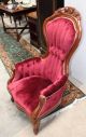 Antique Victorian Mahogany Gentlemens Parlor Style Upholstered Arm Chair 1800-1899 photo 1