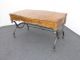 Gorgeous Writing Desk By Schnadig W Ornate Metal Scrolled Base Burl Wood Onlay Post-1950 photo 1