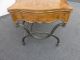Gorgeous Writing Desk By Schnadig W Ornate Metal Scrolled Base Burl Wood Onlay Post-1950 photo 5