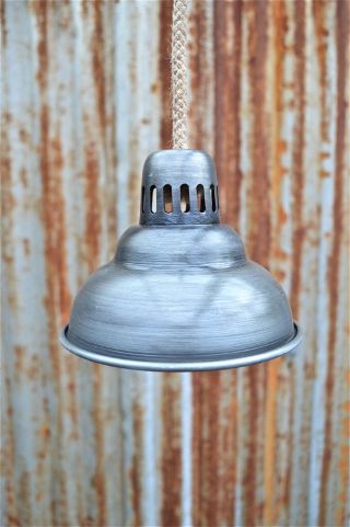 Small Vented Steampunk Antiqued Steel Ceiling Light Shade Lamp Hanging Sv1 photo