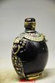 Delicate Chinese Ox Horn Inlaid Miao Silver & Pi Xiu Beast Carved Snuff Bottle Snuff Bottles photo 1