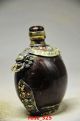 Delicate Chinese Ox Horn Inlaid Miao Silver & Pi Xiu Beast Carved Snuff Bottle Snuff Bottles photo 4