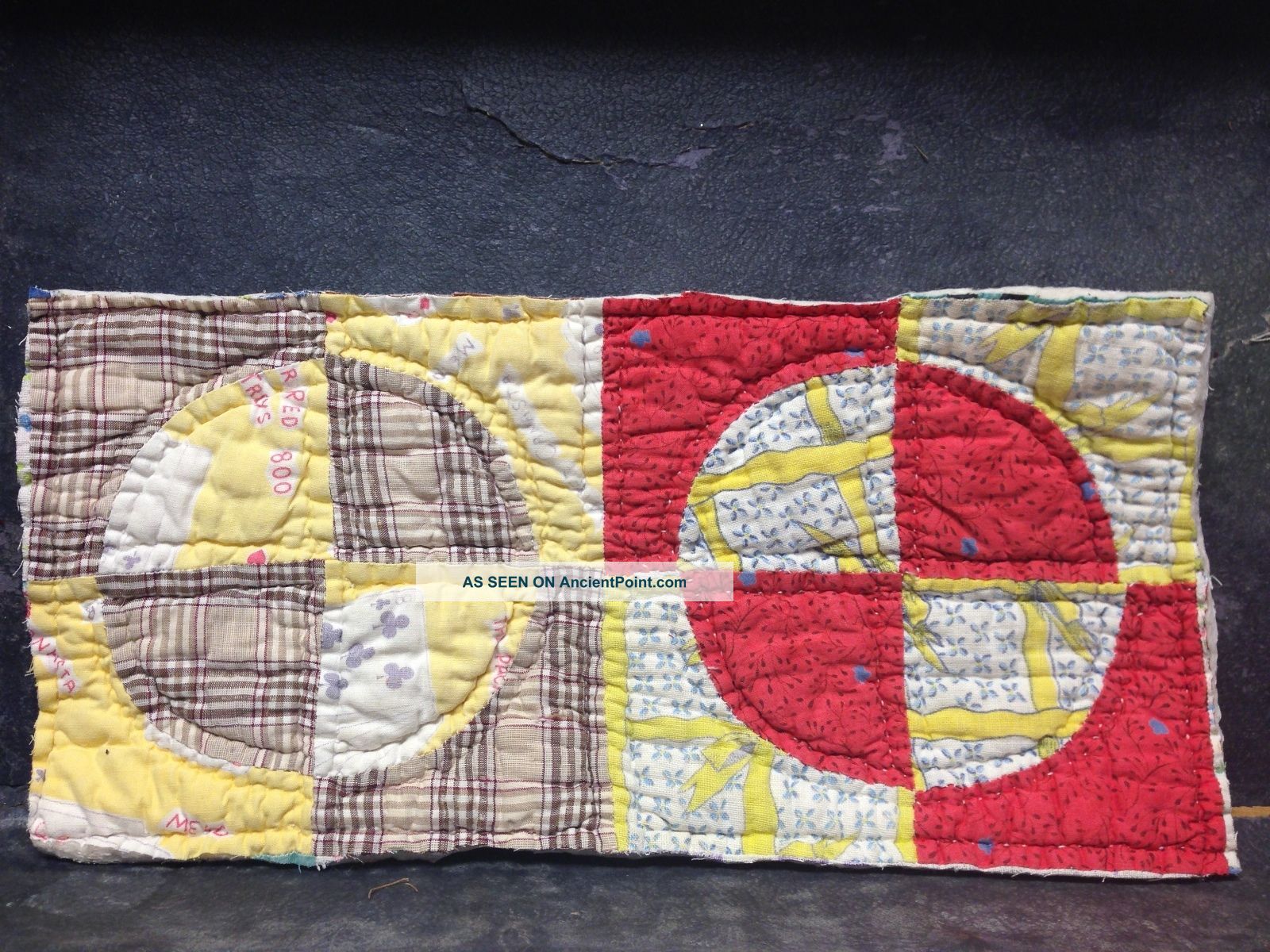 Primitive Handmade Cutter Quilt Piece Colorful Patchwork Crafts, Pillow