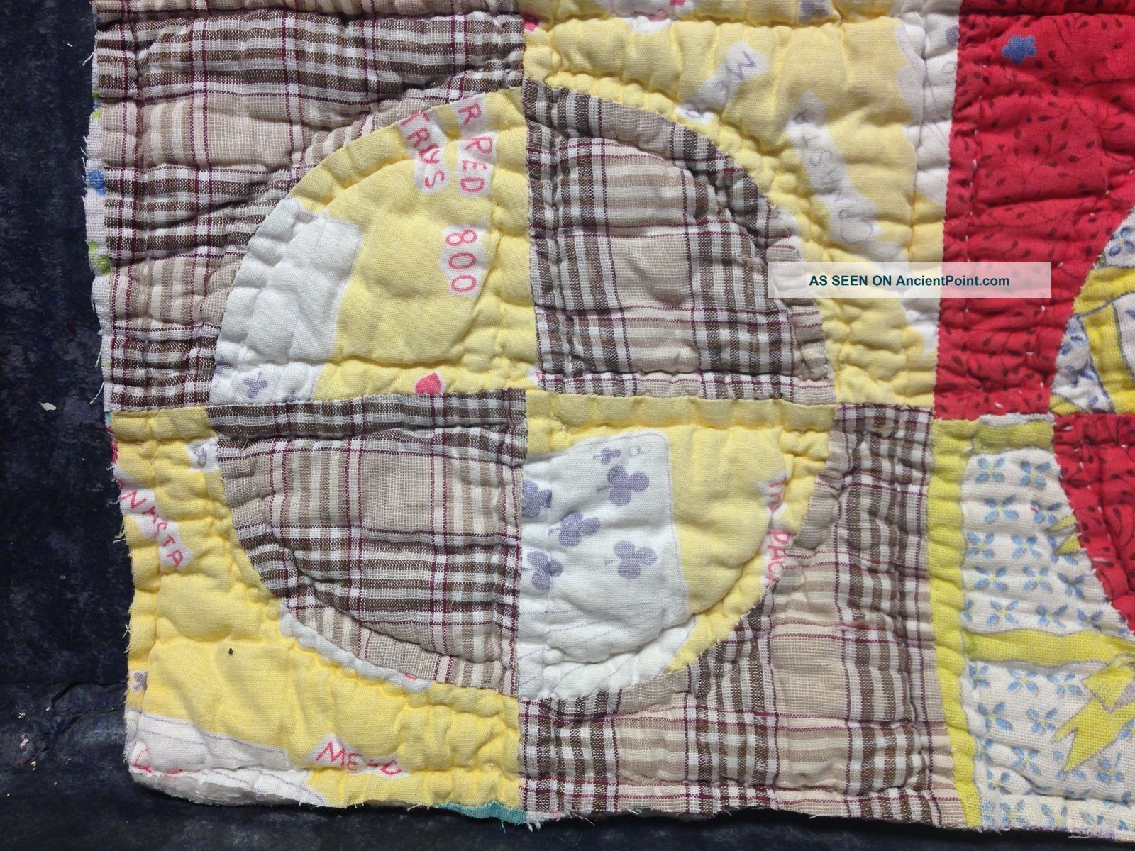 Primitive Handmade Cutter Quilt Piece Colorful Patchwork Crafts, Pillow