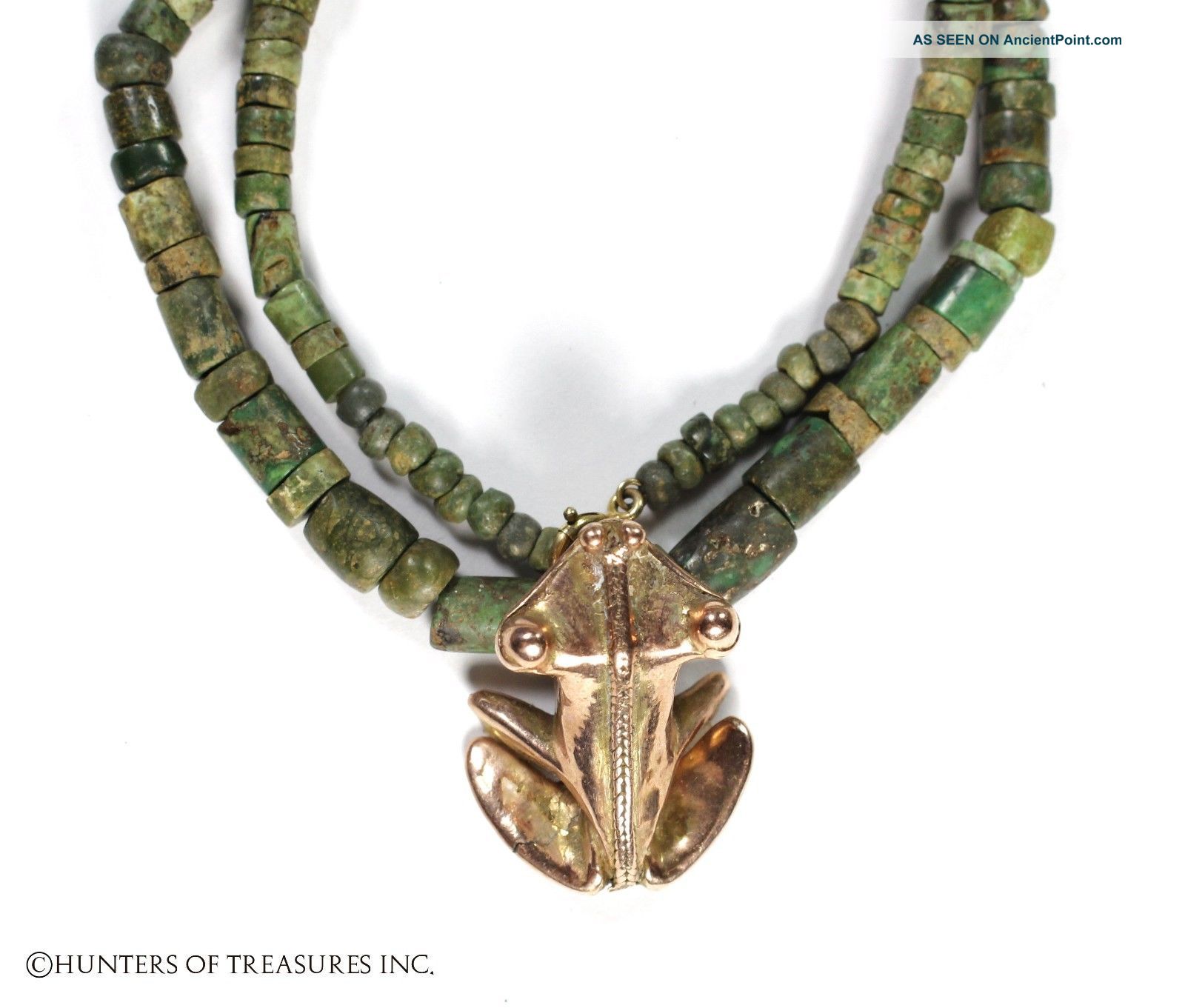 Ancient Pre Columbian Tairona Green Stone Beads & Pendant Necklace Artifact The Americas photo