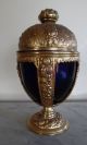 Antique Art Nouveau Brass Cobalt Glass Pickle Jar Castor Container Jb Art Nouveau photo 1