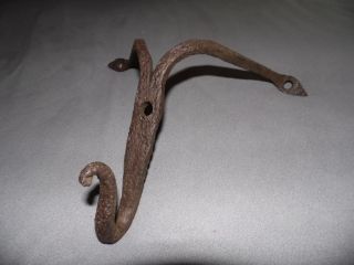 Large Primitive Hand Wrought Iron Hook Blacksmith 18th Century ? Old Hook photo
