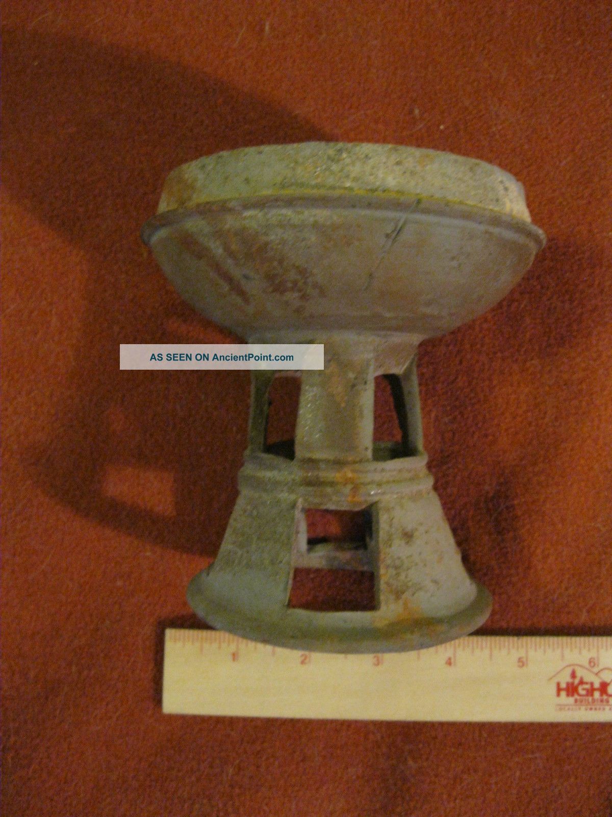 Vintage Antique Silla Dynasty Korean Unglazed Stoneware Stem Cup 1 Appraisal Korea photo