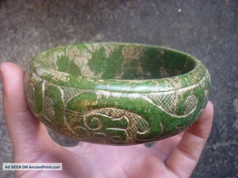 Chinese Old Jade Carving Leading Pnd Tail - On Bracelet Worth Collecting Sz9 Bracelets photo