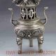 Silver Copper Hand Carved Lotus Tower Lid Incense Burner W Qianlong Mark Incense Burners photo 3