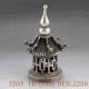 Silver Copper Hand Carved Lotus Tower Lid Incense Burner W Qianlong Mark Incense Burners photo 8